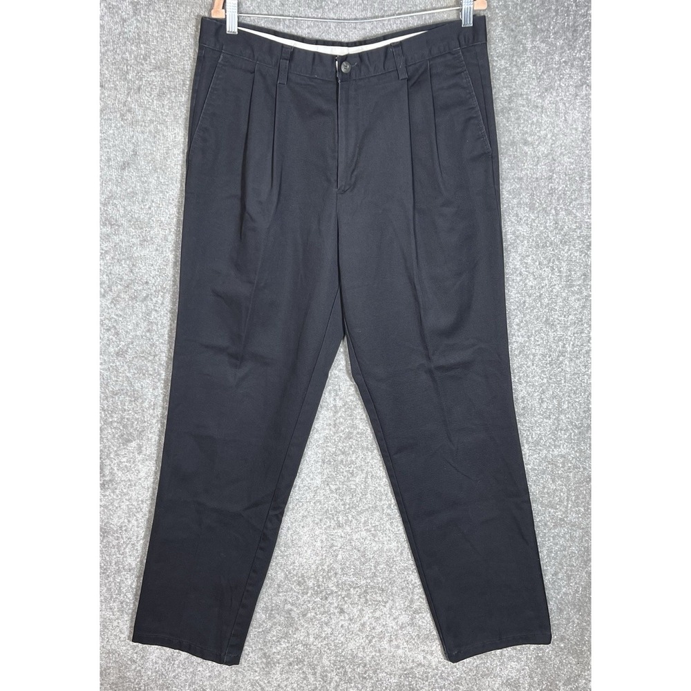 Levis Signature Classic Pleat Khaki Pants Mens Size 36x34 Black Cotton Vintage